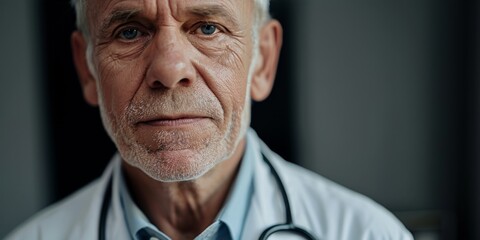  a 60 years old medical doctor, close up frontal portrait