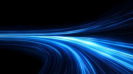 High Speed Dynamic Blue Light Streaks Flowing Over Dark Background