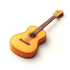 Isometric Guitar Icon on White Background