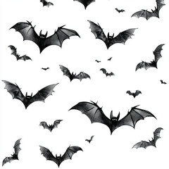Cartoon style, flocks of bats on white background, Clipart, Halloween theme