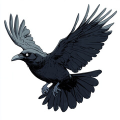 crow isolated on white background, Cartoon style.