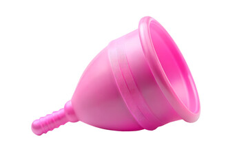 Reusable pink menstrual cup isolated on white. Сoncept female intimate hygiene period products and zero waste. 