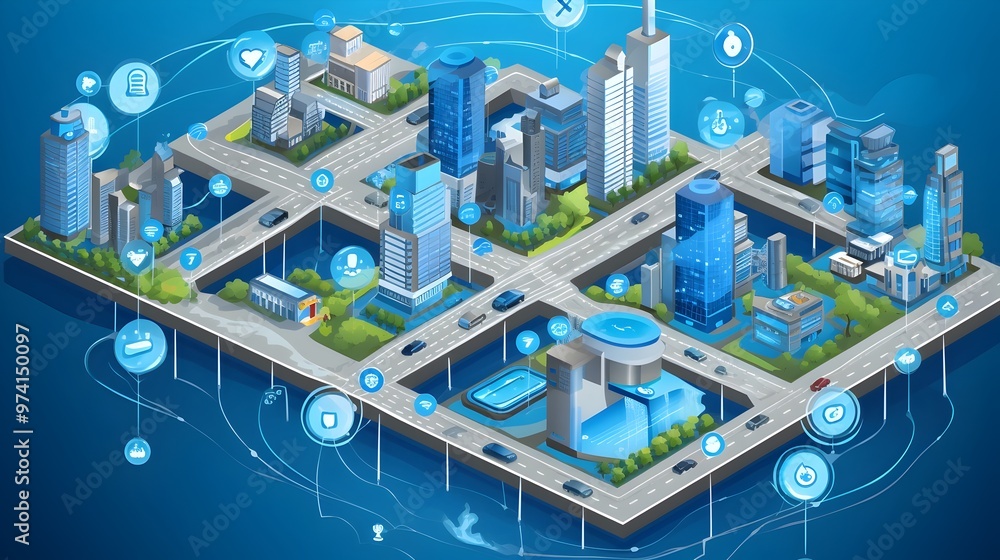 Aufkleber iot sensors monitoring water usage leaks and in a smart city