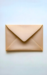 Minimalist  image of a sepia letter envelope on gray background. Space for text.	