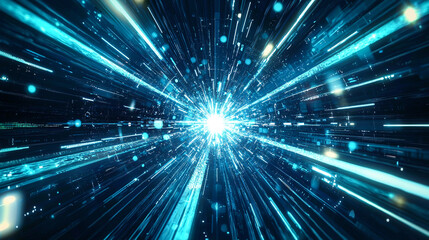 Fototapeta premium Abstract light pointing to the center, technology theme