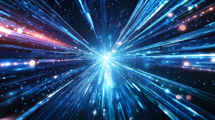 Abstract light pointing to the center, technology theme