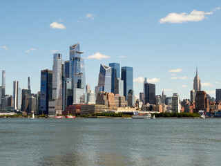 Naklejka premium View of New York from New Jersey. Manhattan skyscrapers. Sky Line. Hadson River.