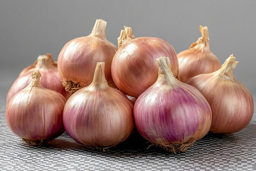 Group of Shallot isolate on background, organic Asian herbs and spices concept