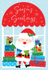 christmas card with santa claus and christmas gift design