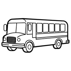 school bus outline coloring book page line art drawing