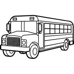 school bus outline coloring book page line art drawing