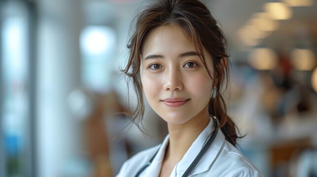  young , happy doctor, asian, white background