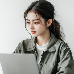 Japanese woman with a laptop