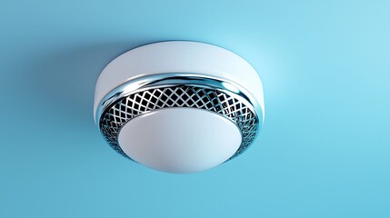 A modern smoke detector sits against a blue background, sleek and ready to protect.