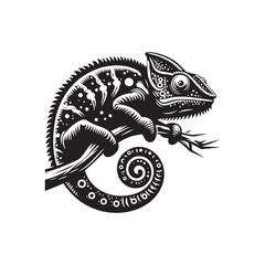 Detailed chameleon silhouette for creative design work - Chameleon illustration - minimallest chameleon vector  © Vectorhub