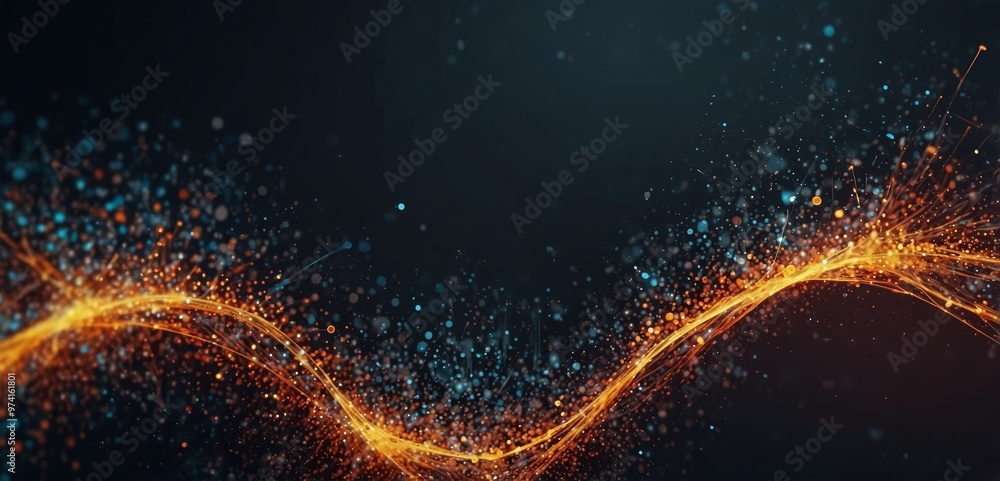 Wall mural abstract technology particles mesh background