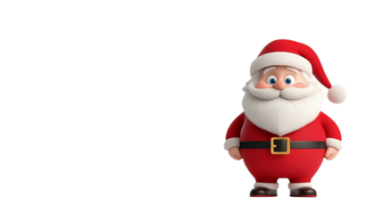 Cheerful Santa shows off his red suit and friendly smile, ready for the holidays!