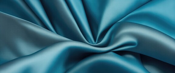 Luxurious Cyan Silk Fabric with Elegant Folds