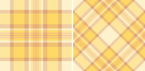 Plaid check pattern of fabric tartan seamless with a texture vector textile background. Set in fall colors for wide grid patterns in modern fashion.