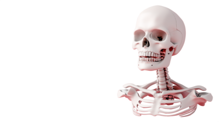 A detailed 3D representation of a human skeleton showcasing its anatomical features