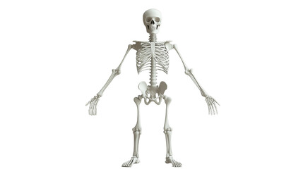 A skeleton model stands upright, showcasing human bone structure for learning and study