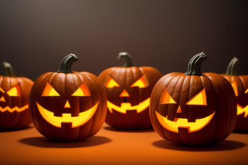 Fototapeta premium Halloween event background with charming upscale pumpkins. Premium illustration for banners, posters, greetings and Halloween celebrations.