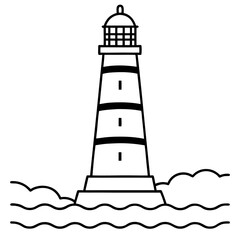 sea beacon outline coloring book page line art drawing