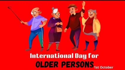 International Day of Older persons concept. Happy smiling elderly couple happy together. Vector illustration on white background.
