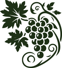 Elegant grape and leaves ornament for design applications