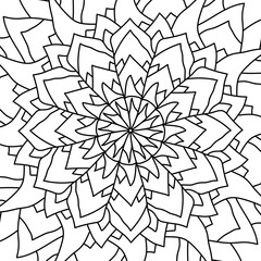 square mandala coloring page outline floral background. elegant square shape mandala design.