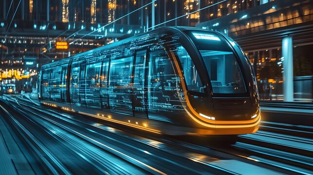 A tech-driven transport system where blockchain ensures secure, efficient travel, and IoT powers high-speed vehicles