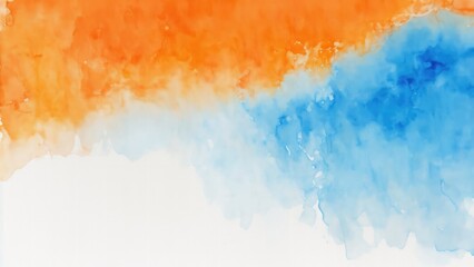 Obraz premium Orange and Blue Watercolor blot painting texture abstract background