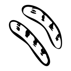 Fried sausages hand drawn doodle. Meat product for barbecue grill. Tasty food for breakfast. Vector sketch line art illustration.