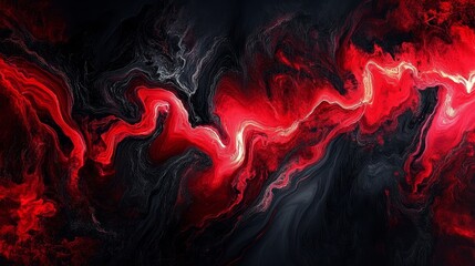 Abstract Crimson Flow A Digital Painting of Swirling Red and Black Hues, digital art, abstract art, fluid art, red black swirl