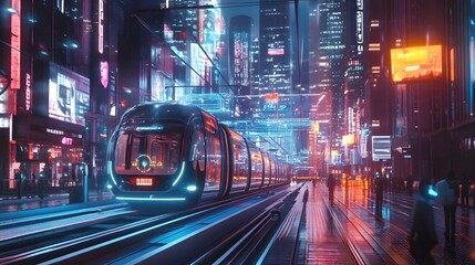 A high-tech transport system where blockchain secures every trip and IoT ensures seamless travel throughout the city