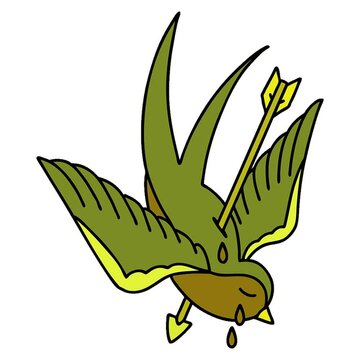tattoo in traditional style of a swallow crying