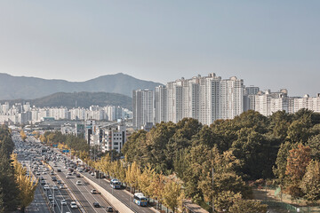view of the city from the hill