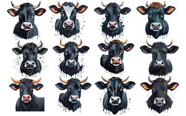 funny black great milk cow head Silhouette Vector Illustration Design,very detaited graphics