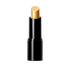 Obraz premium A sleek black lipstick tube featuring a shimmering gold bullet, perfect for adding a touch of glamour to any makeup collection.