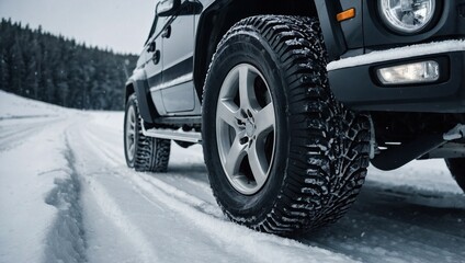 Naklejka premium A set of snow tyres on a vehicle
