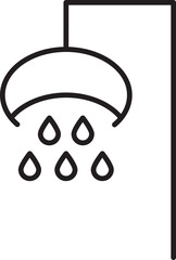 Shower Isolated Outline Sign Drawn with Black Thin Line
