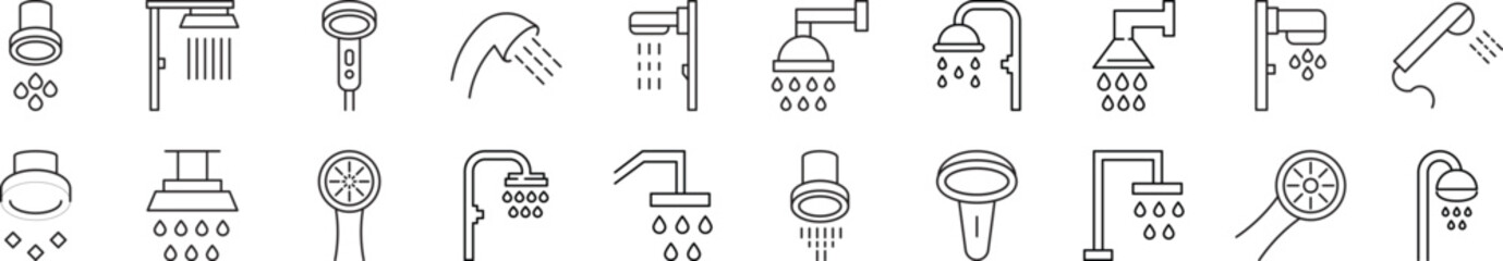 Shower Modern Linear Icons. Perfect for design, infographics, web sites, apps.