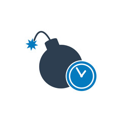 Deadline Icon. With Boom and Clock Symbols. Editable Flat Vector Illustration.
