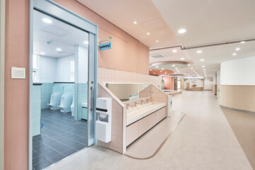 Kindergarten interior and bathroom