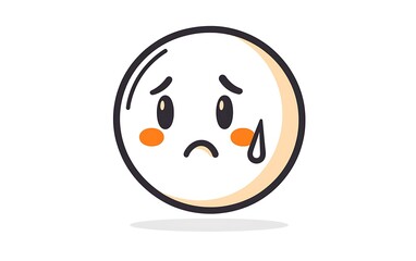 Fototapeta premium Minimalist Vector Symbol of Sad Sick Person with Sweat Droplet on White Background