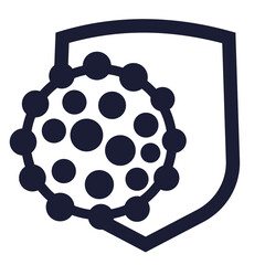 antibacterial protection, immune system icon with virus and shield