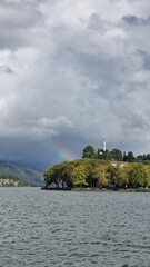 ioannina lake after rain in autumn greece