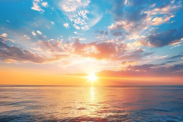 Obraz premium A sunset over a body of water glow over the tranquil sea