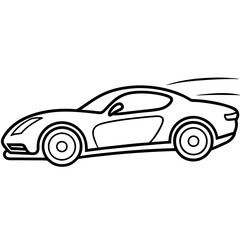 Fototapeta premium speedy racing car outline coloring book page line art drawing