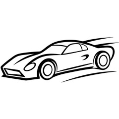 Naklejka premium speedy racing car outline coloring book page line art drawing